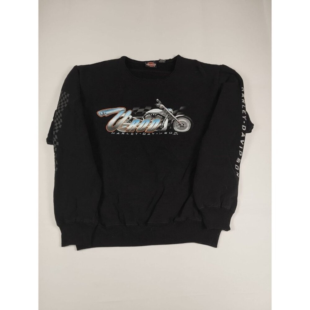 Harley-Davidson V-Rod Sweatshirt Men M Black Vintage 2001 Utica NY Graphic Crew - Picture 1 of 8